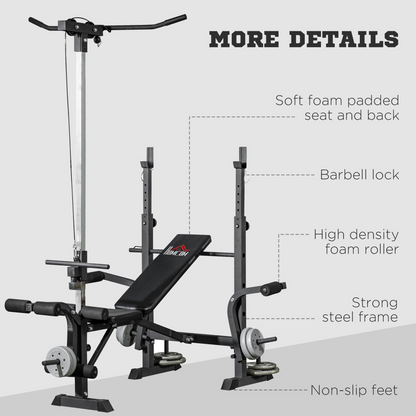 HOMCOM Multi-Function Adjustable Weight Bench for Full Body Workouts