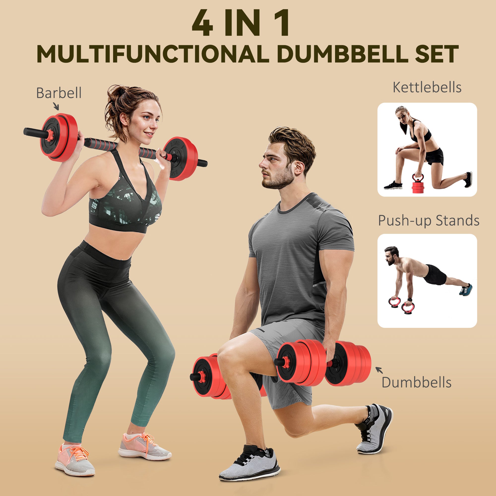 SPORTNOW 4-in-1 Adjustable Dumbbell Set
