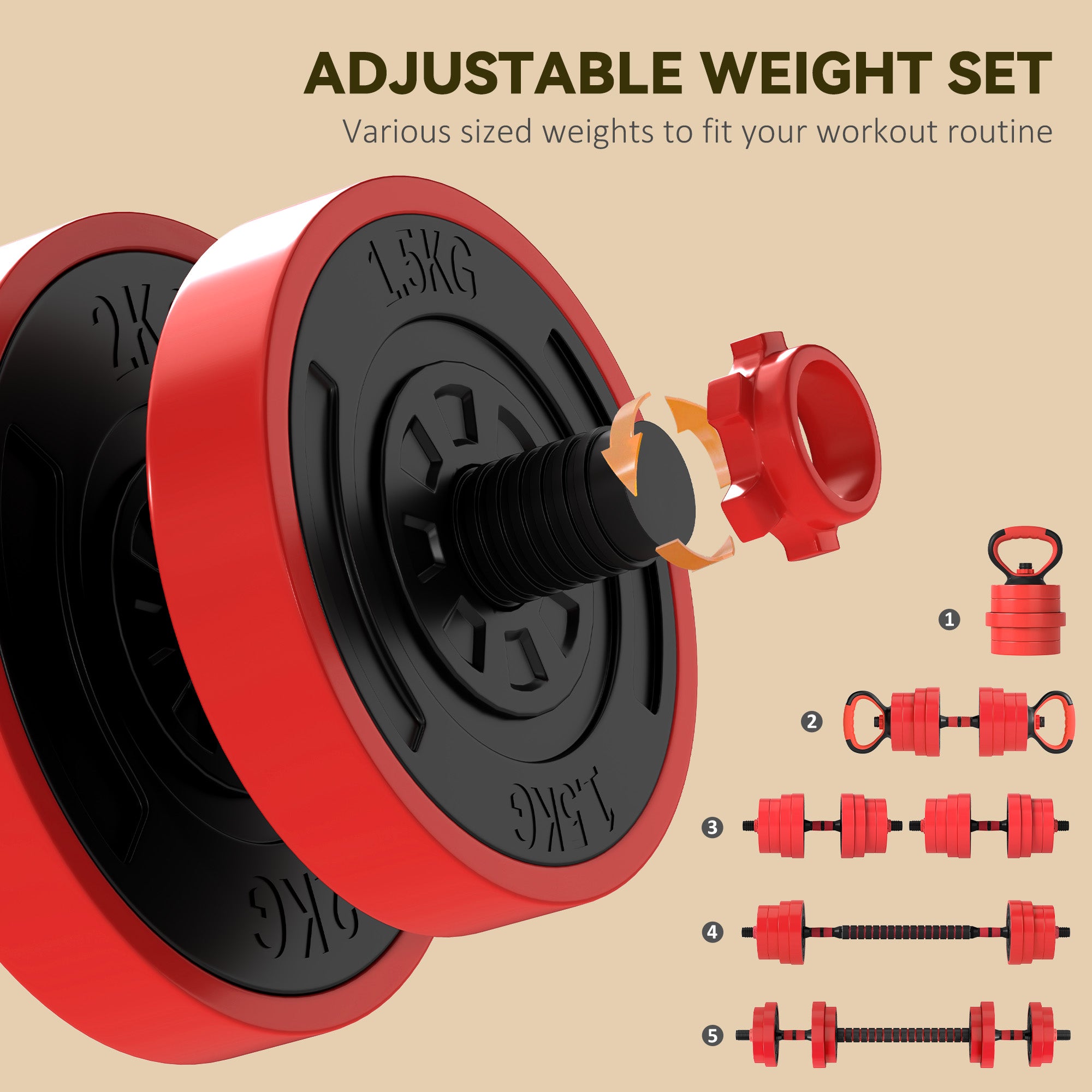 SPORTNOW 4-in-1 Adjustable Dumbbell Set