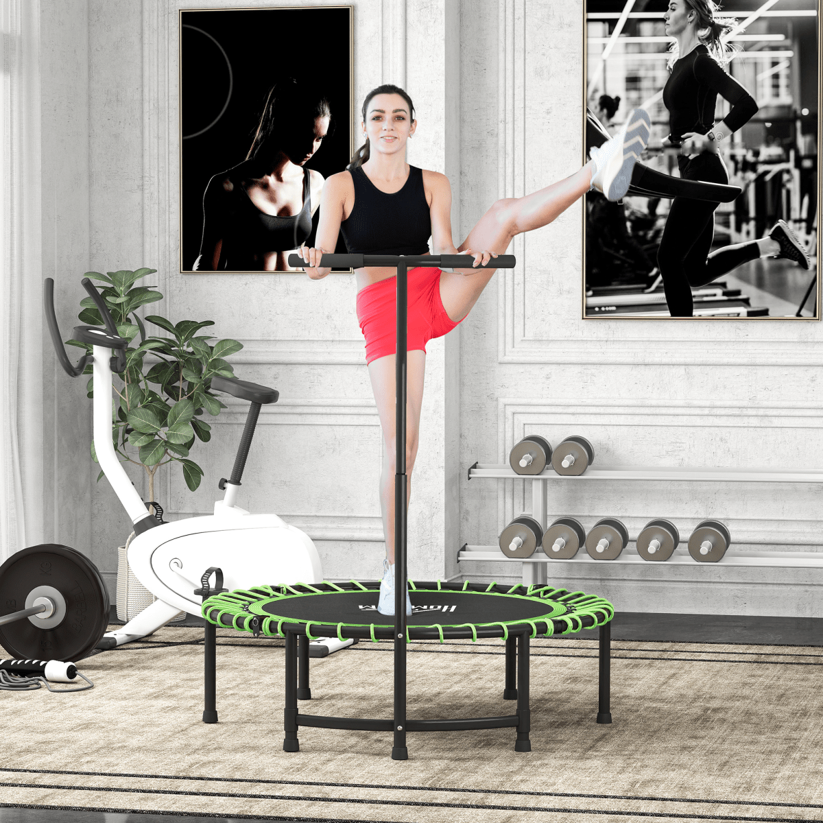Trampoline HOMCOM Mini Trampoline with Adjustable Handle