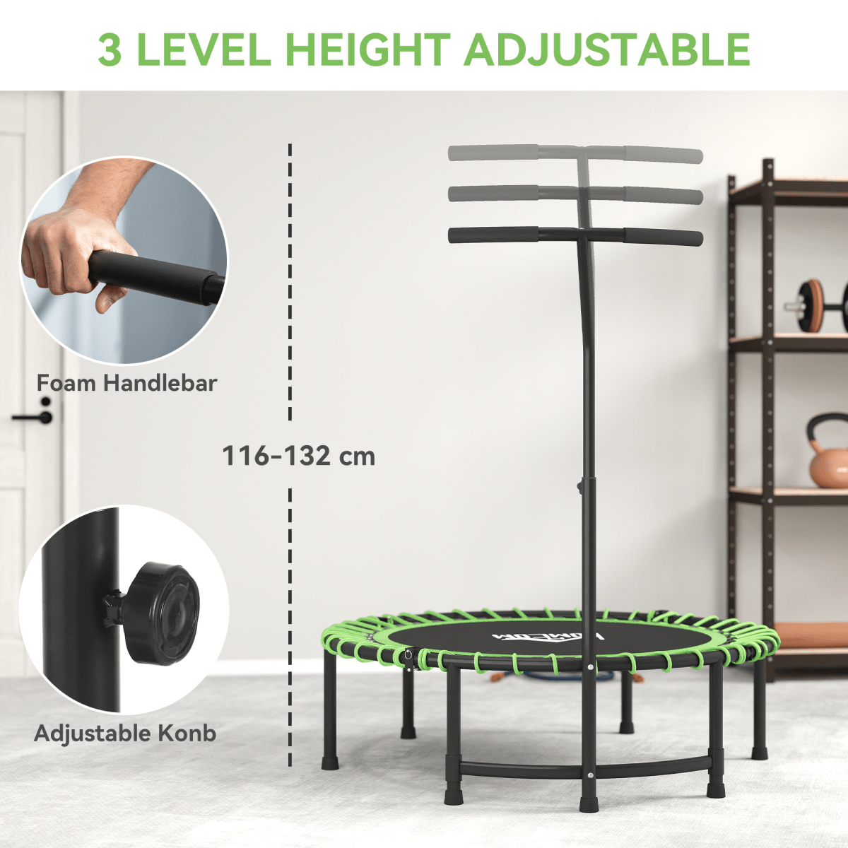 Trampoline HOMCOM Mini Trampoline with Adjustable Handle