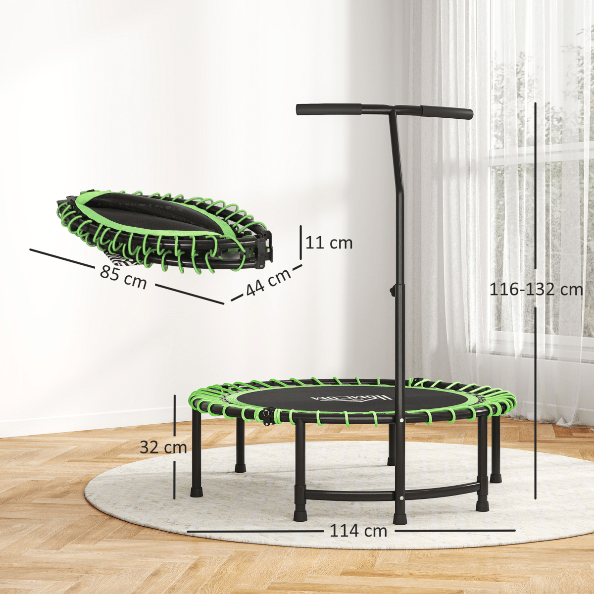 Trampoline HOMCOM Mini Trampoline with Adjustable Handle
