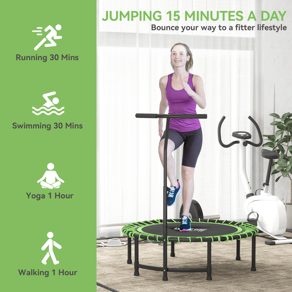 Trampoline HOMCOM Mini Trampoline with Adjustable Handle