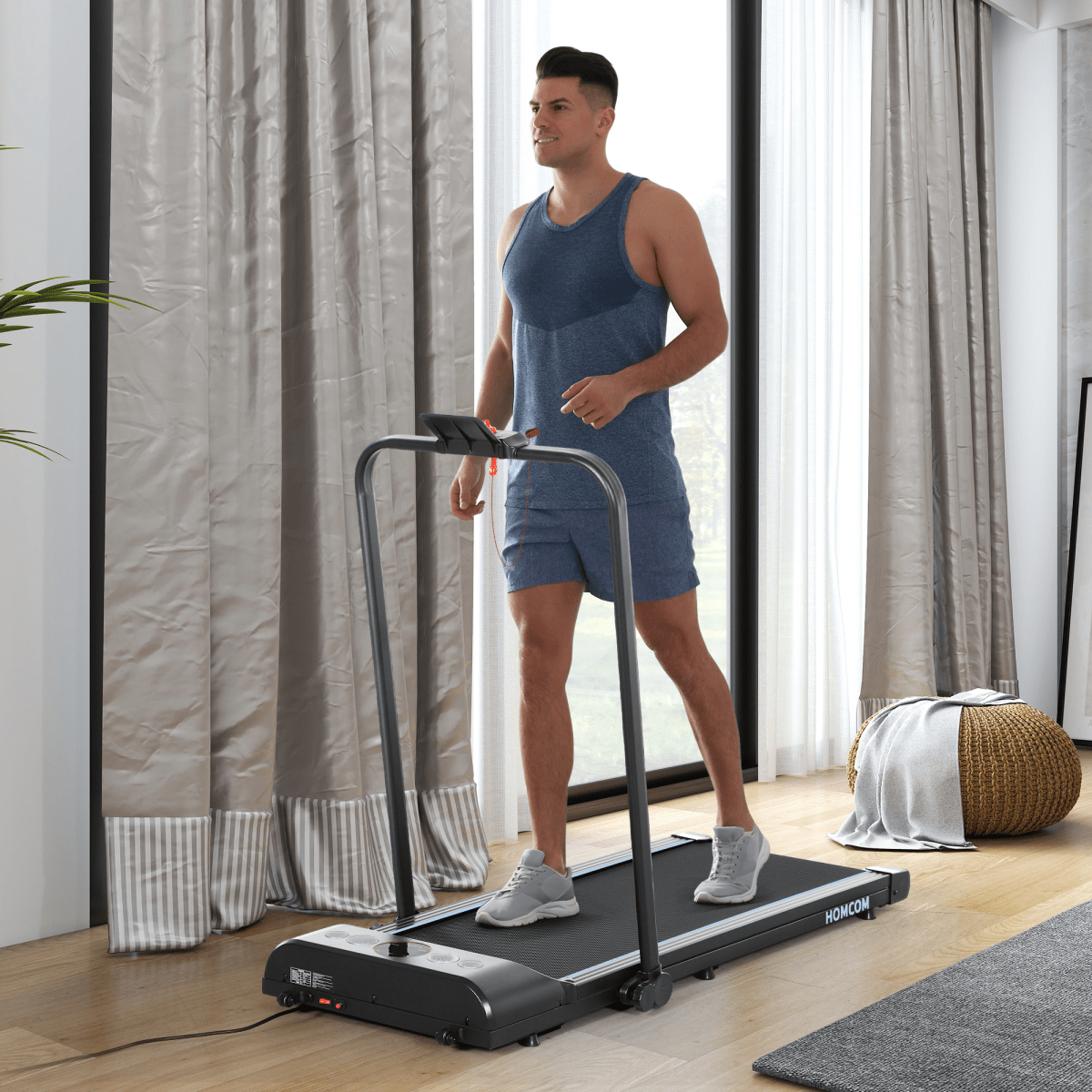 Treadmill Compact HOMCOM Folding Walking Treadmill with LED Display