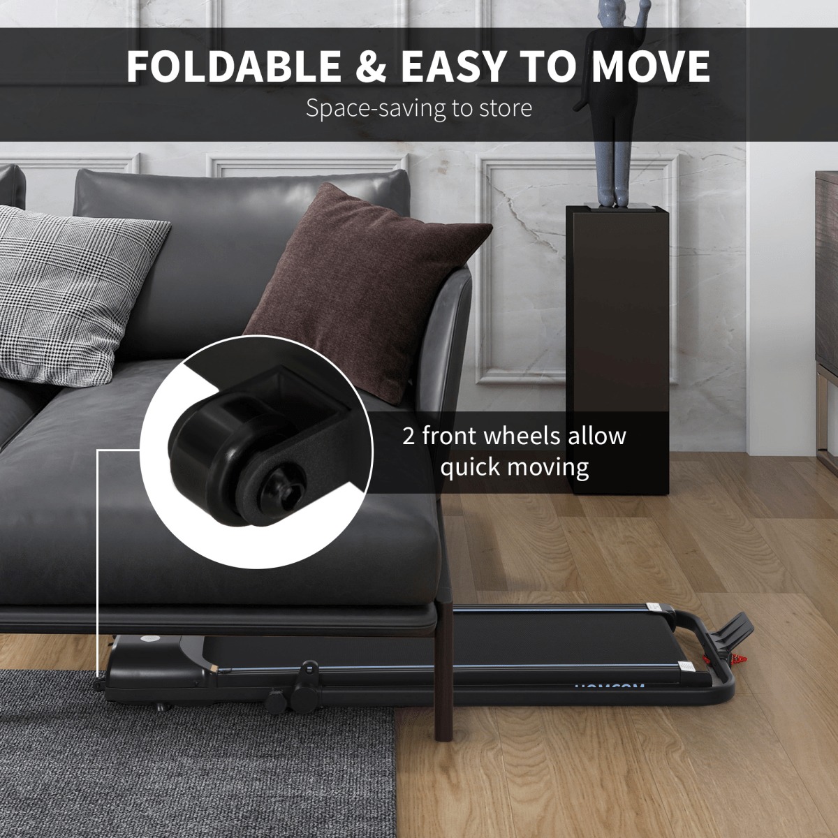 Treadmill Compact HOMCOM Folding Walking Treadmill with LED Display