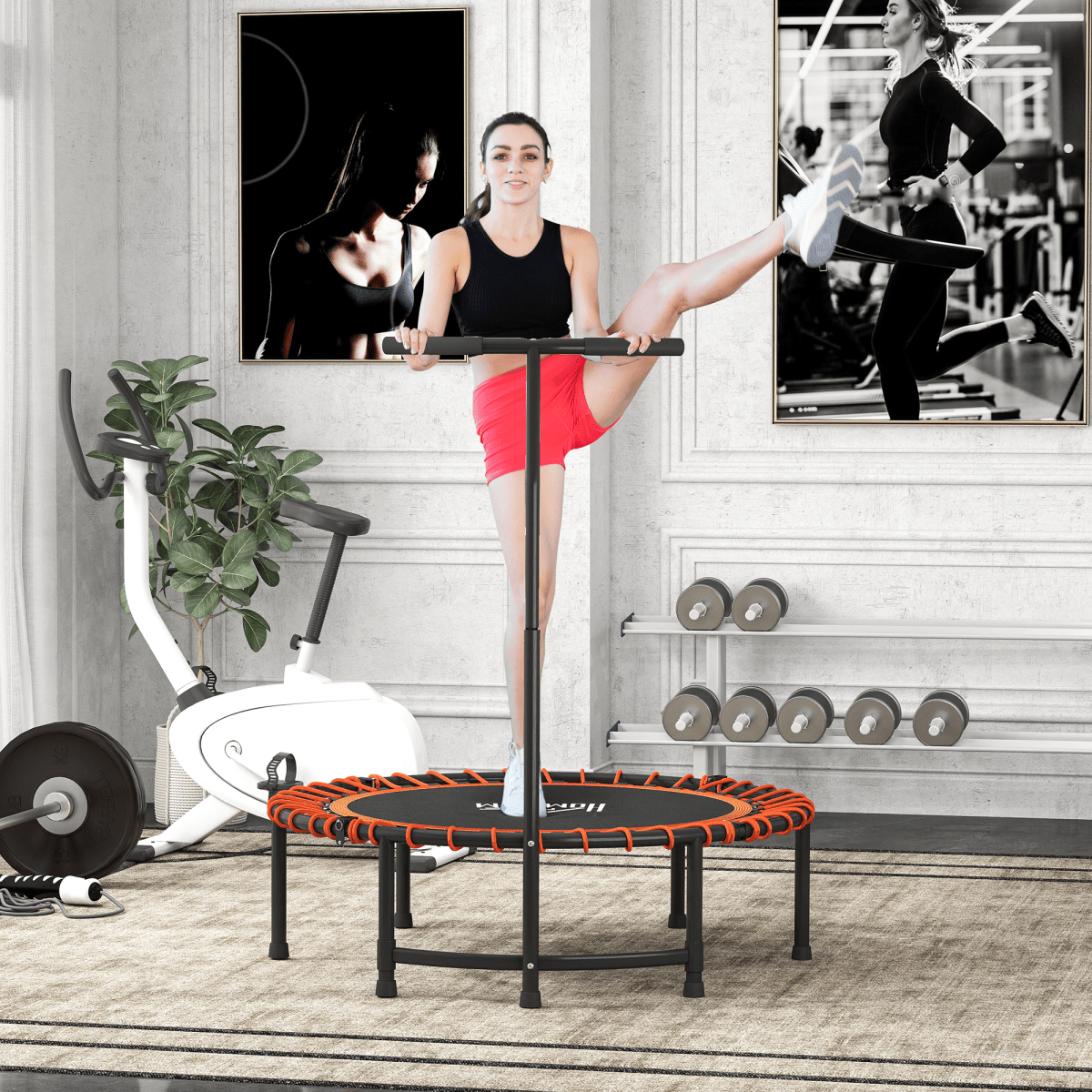 Trampoline HOMCOM Mini Trampoline with Adjustable Handle