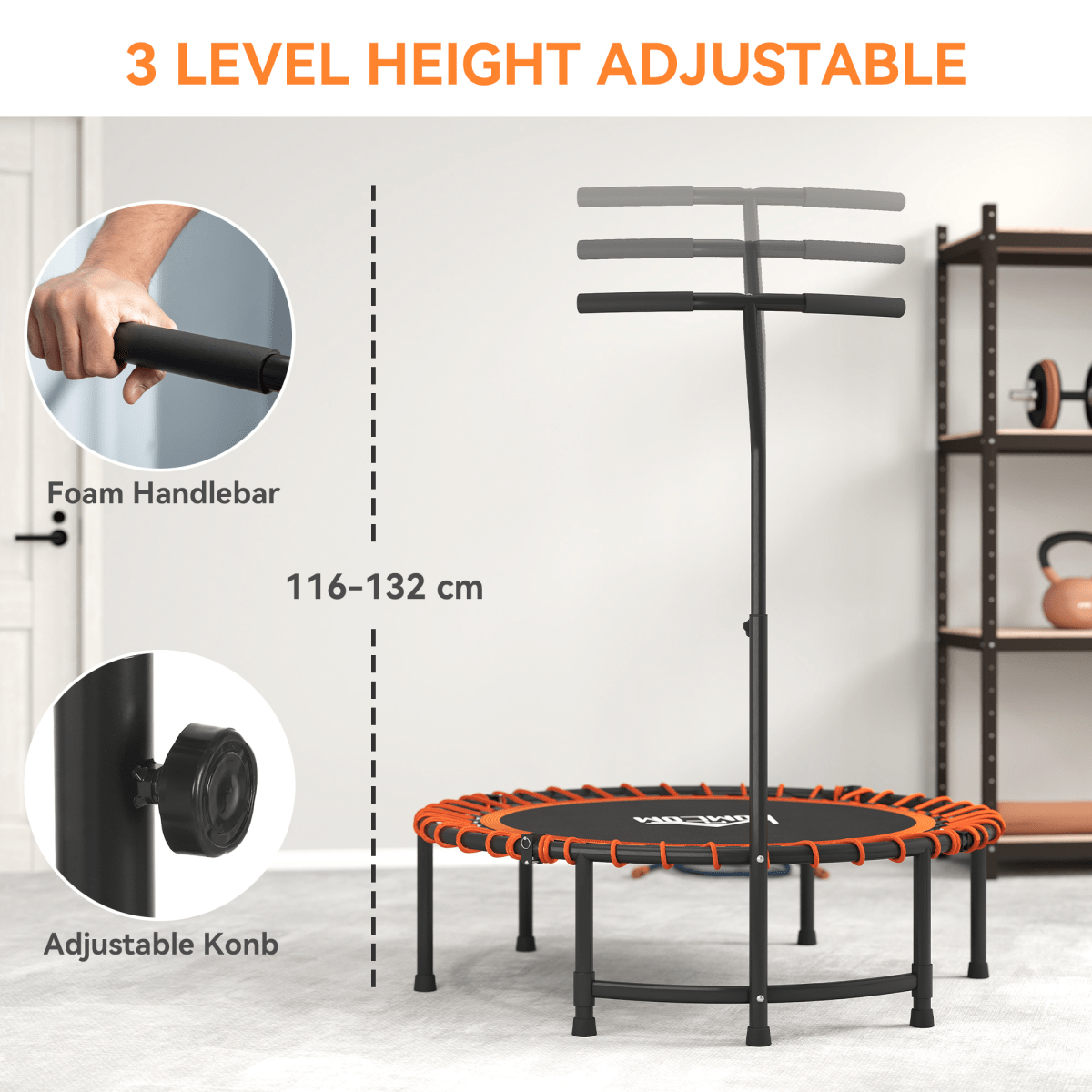 Trampoline HOMCOM Mini Trampoline with Adjustable Handle