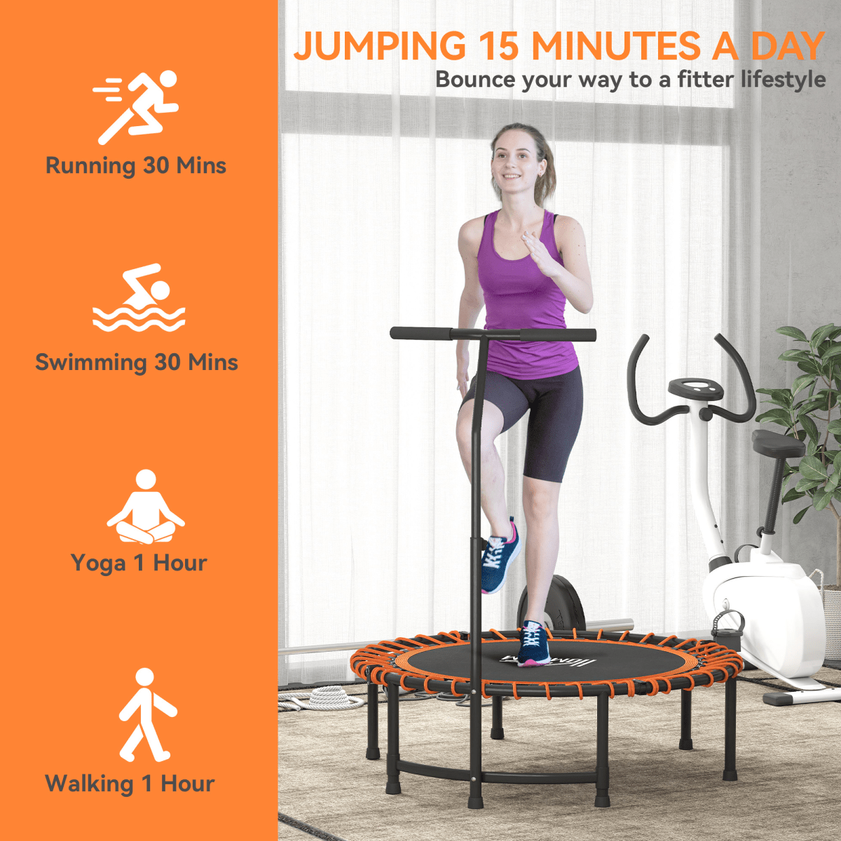 Trampoline HOMCOM Mini Trampoline with Adjustable Handle