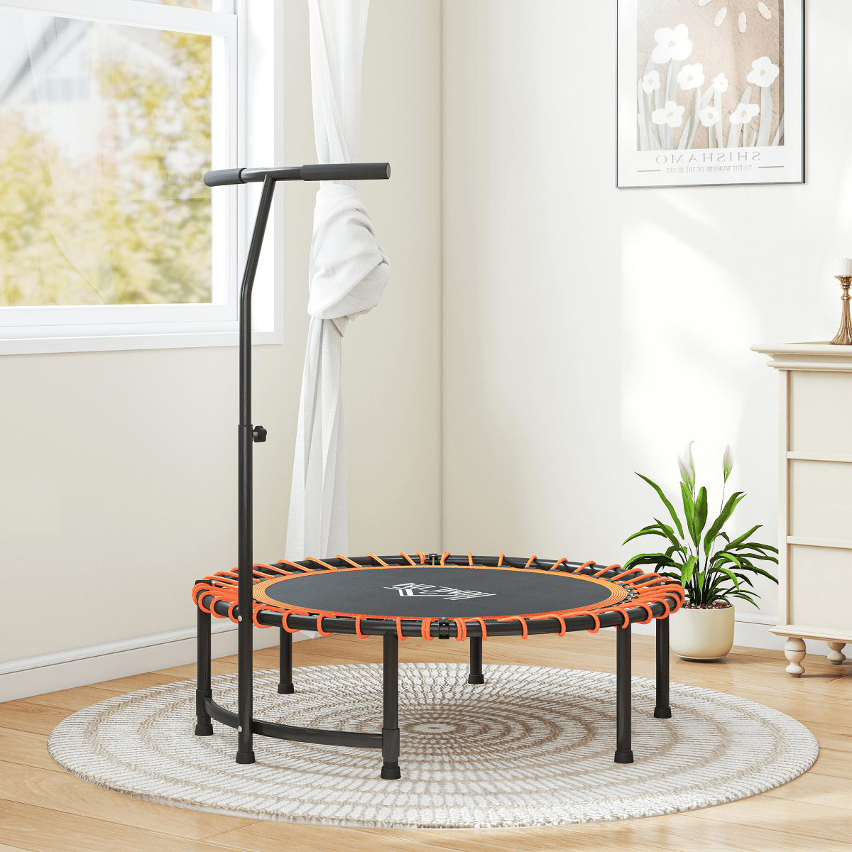 Trampoline HOMCOM Mini Trampoline with Adjustable Handle