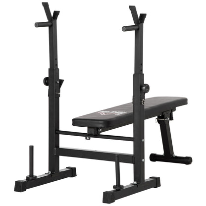 HOMCOM Foldable Adjustable Weight Bench with Barbell Rack & Dip Station