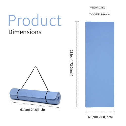 Yoga-1 Kono TPE Classic Yoga Mat in Blue: Eco-Friendly, Anti-Tear, Odorless, Waterproof - Fitness Max