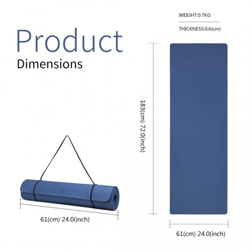 Yoga-1 Kono TPE Classic Yoga Mat Navy Eco-Friendly Cushioned Lightweight - Fitness Max
