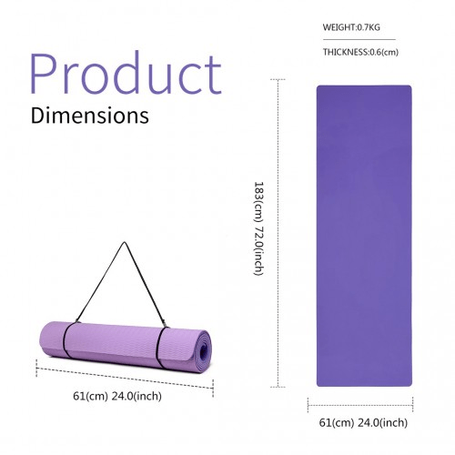 Yoga-1 Kono TPE Non-slip Yoga Mat, Violet And Lilac Eco-Friendly Durable - Fitness Max