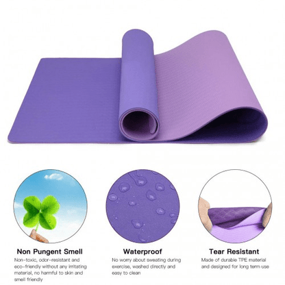 Yoga-1 Kono TPE Non-slip Yoga Mat, Violet And Lilac Eco-Friendly Durable - Fitness Max