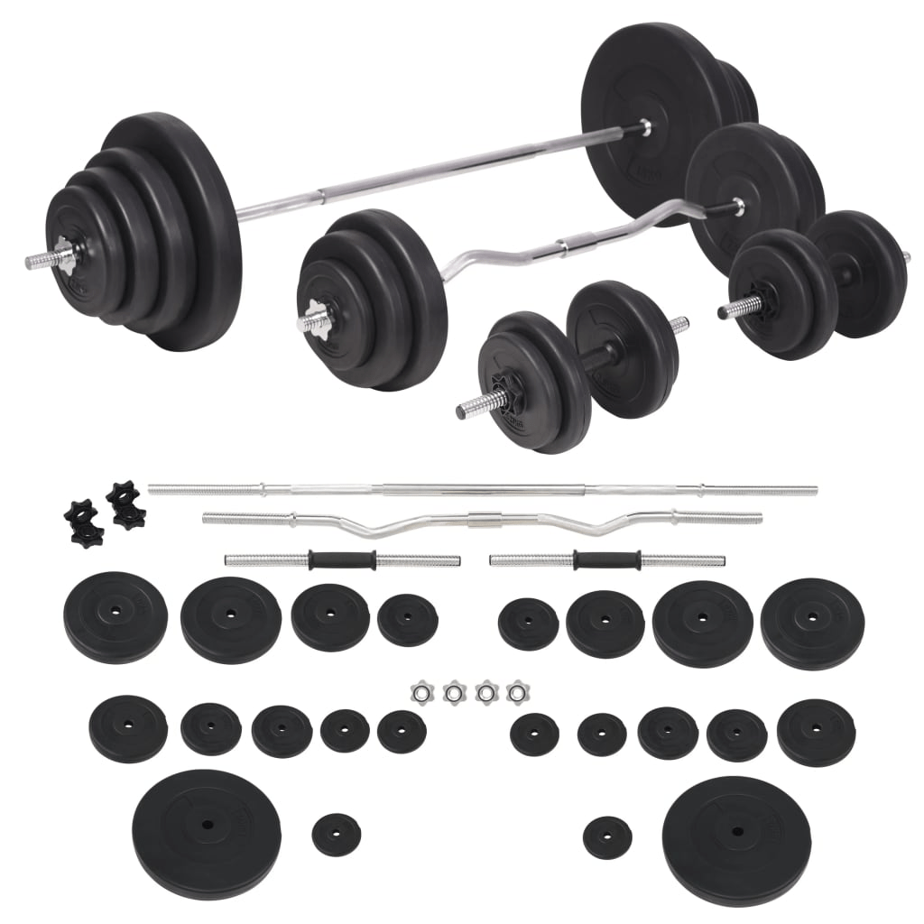 vidaXL 120 kg Weightlifting Set: Barbell and Dumbbell Set for Home Gym - Fitness Max