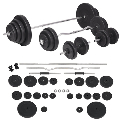 vidaXL 120 kg Weightlifting Set: Barbell and Dumbbell Set for Home Gym - Fitness Max
