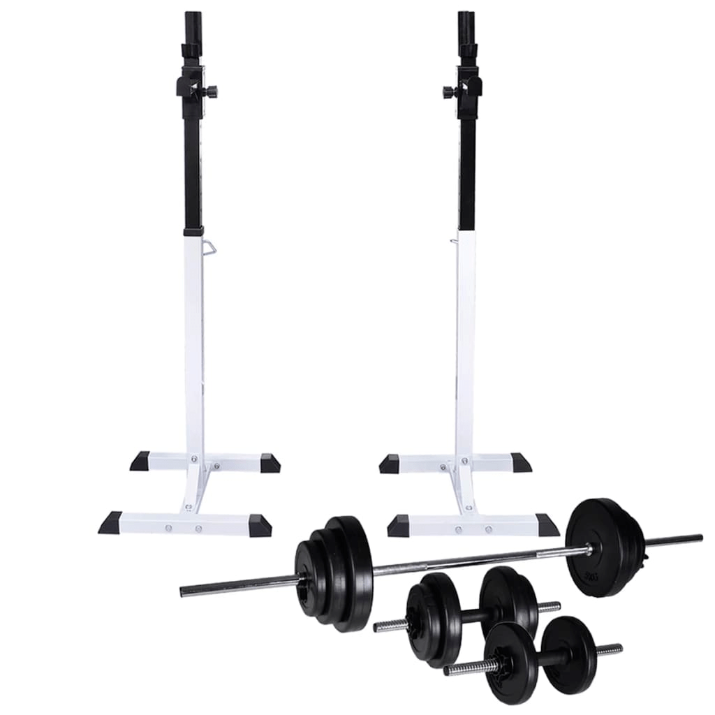 vidaXL Barbell Squat Rack with Barbell and Dumbbell Set - Home Gym Package - Fitness Max