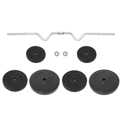 vidaXL 60kg Curl Barbell with Plates - Adjustable Strength Training Set - Fitness Max