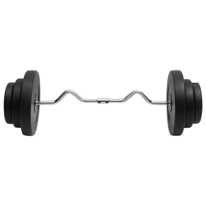 vidaXL 60kg Curl Barbell with Plates - Adjustable Strength Training Set - Fitness Max