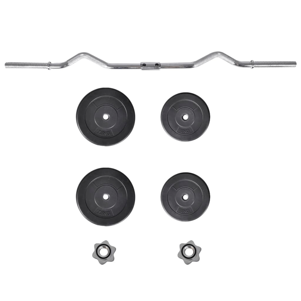 vidaXL Curl Bar with 30kg Weights - Fitness Max