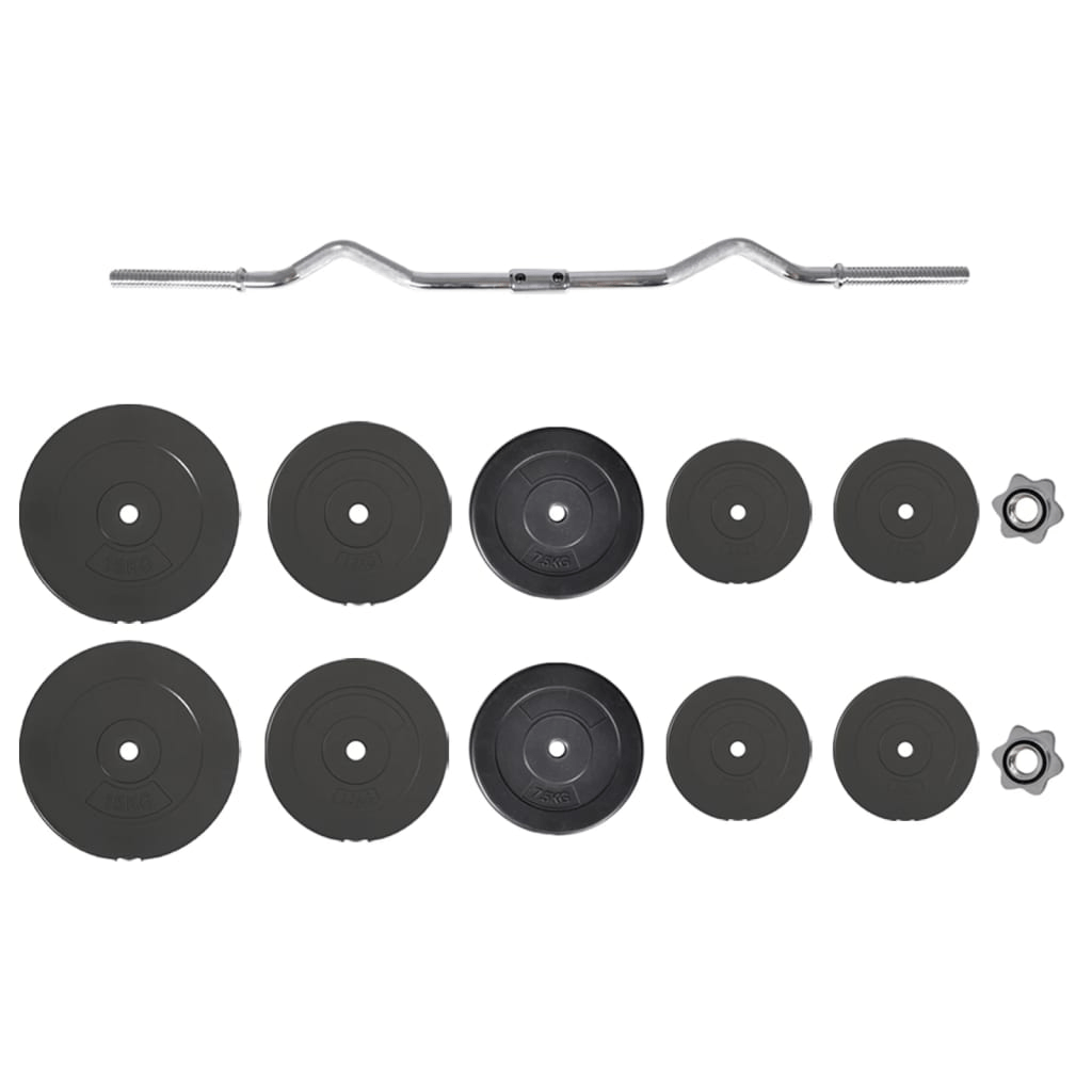 vidaXL Curl Barbell with 90 kg Plates: Versatile Home Gym Gear - Fitness Max