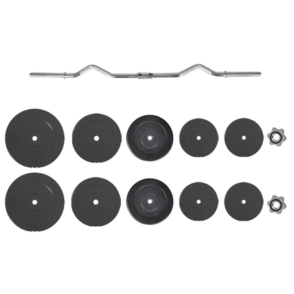 vidaXL Curl Barbell with 90 kg Plates: Versatile Home Gym Gear - Fitness Max