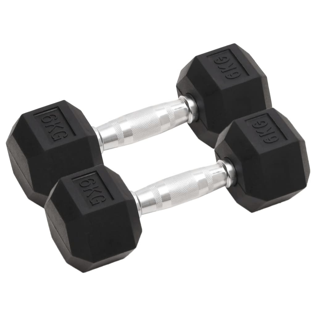 Dumbbell vidaXL 12 kg Cast Iron Rubber Coated Hex Dumbbells
