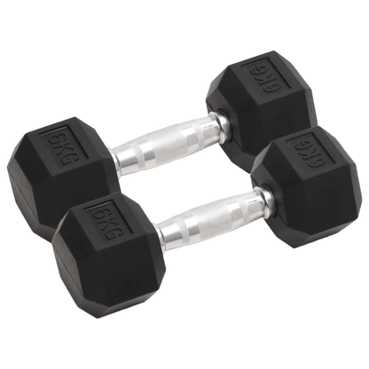 Dumbbell vidaXL 12 kg Cast Iron Rubber Coated Hex Dumbbells