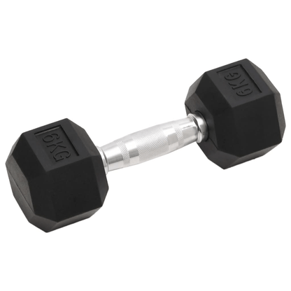 Dumbbell vidaXL 12 kg Cast Iron Rubber Coated Hex Dumbbells