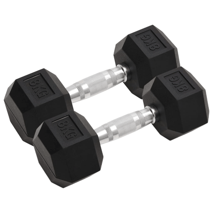 Dumbbell vidaXL 16 kg Hexagonal Rubber Coated Dumbbells Set