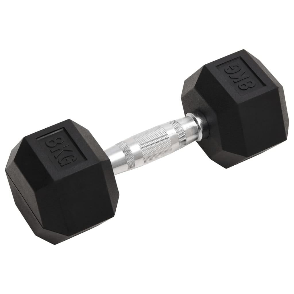 vidaXL 16 kg Hexagonal Rubber Coated Dumbbells Set for Home or Gym - Fitness Max