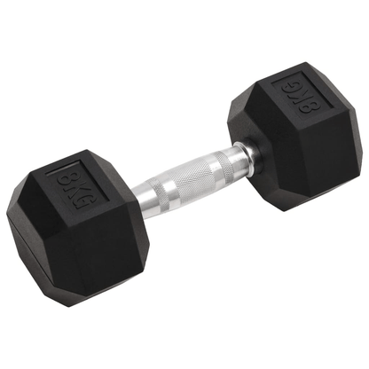 Dumbbell vidaXL 16 kg Hexagonal Rubber Coated Dumbbells Set