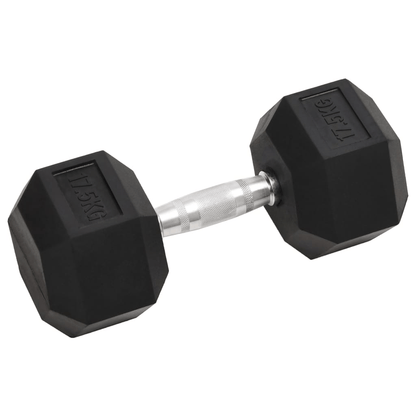 Dumbbell vidaXL 17.5 kg Rubber Coated Hex Dumbbell