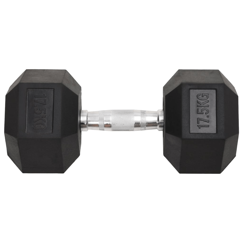 vidaXL 17.5 kg Rubber Coated Hex Dumbbell for Home Gym - Fitness Max