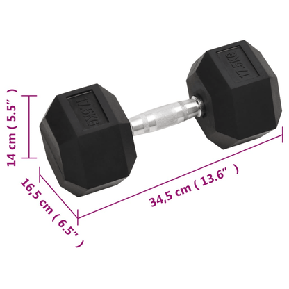 Dumbbell vidaXL 17.5 kg Rubber Coated Hex Dumbbell