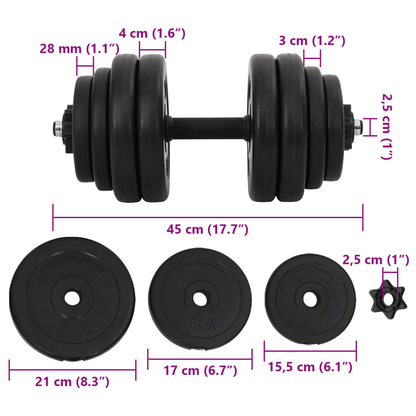 Dumbbell vidaXL Dumbbells 2x15 kg - Anti-Slip Handles & Secure Plates
