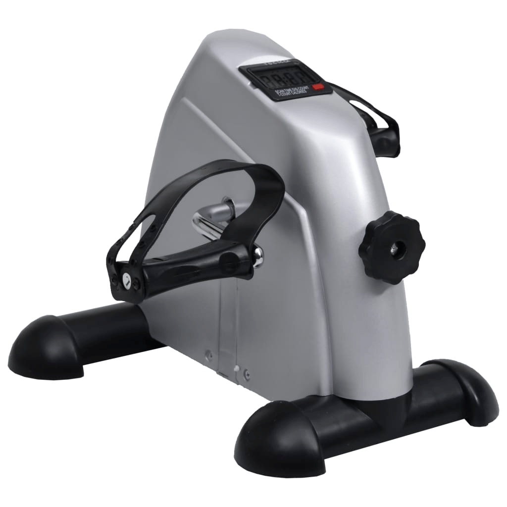 Compact Silver Mini Exercise Bike with Adjustable Resistance and LCD Display - Fitness Max
