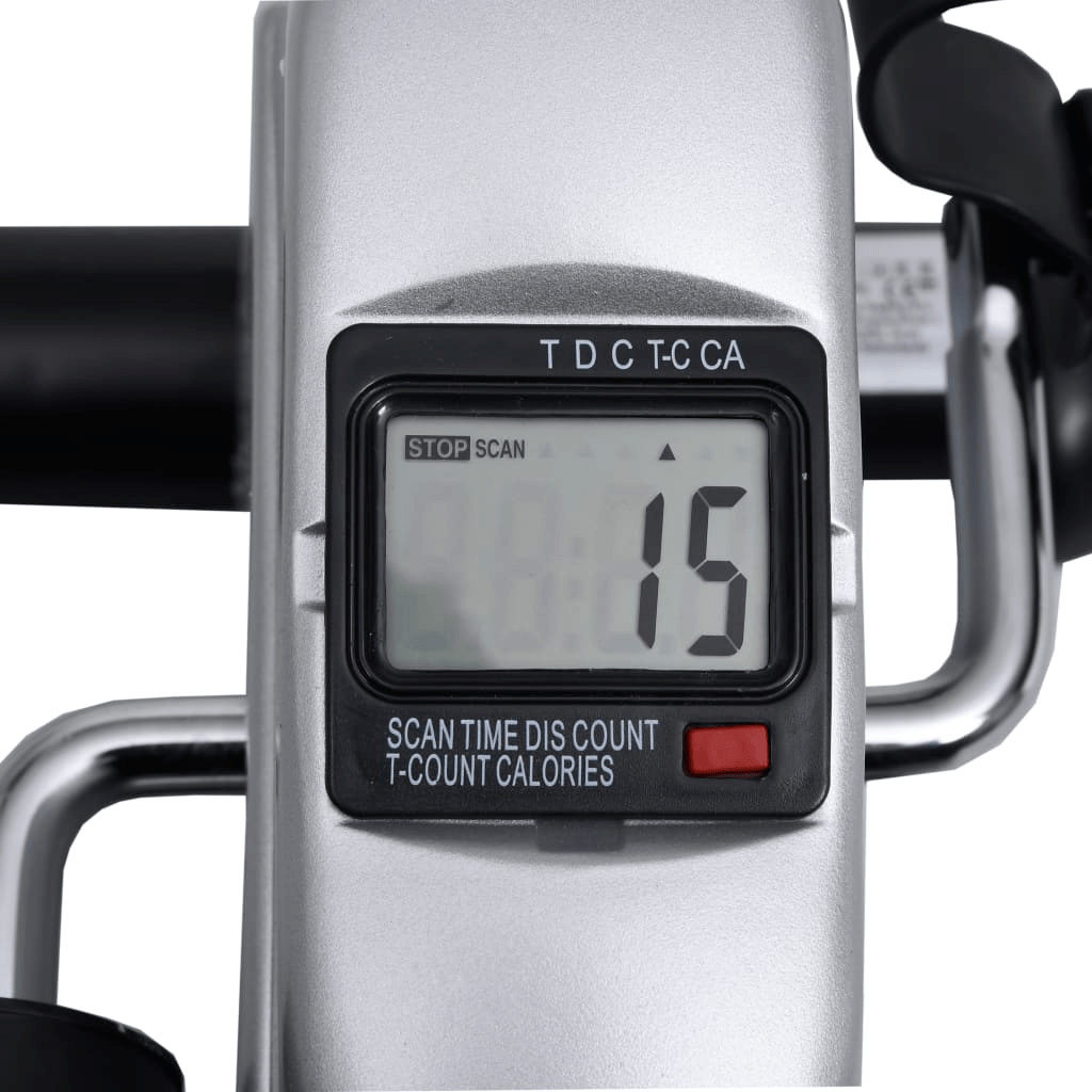 Compact Silver Mini Exercise Bike with Adjustable Resistance and LCD Display - Fitness Max