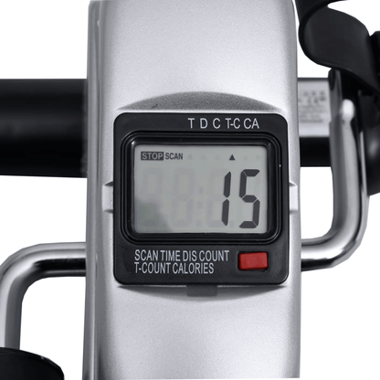 Compact Silver Mini Exercise Bike with Adjustable Resistance and LCD Display - Fitness Max
