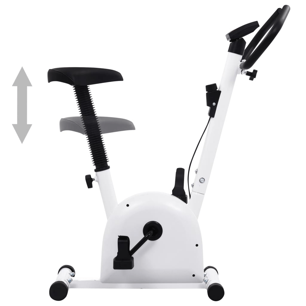 vidaXL White Exercise Bike with Belt Resistance - Improve Home Workout - Fitness Max