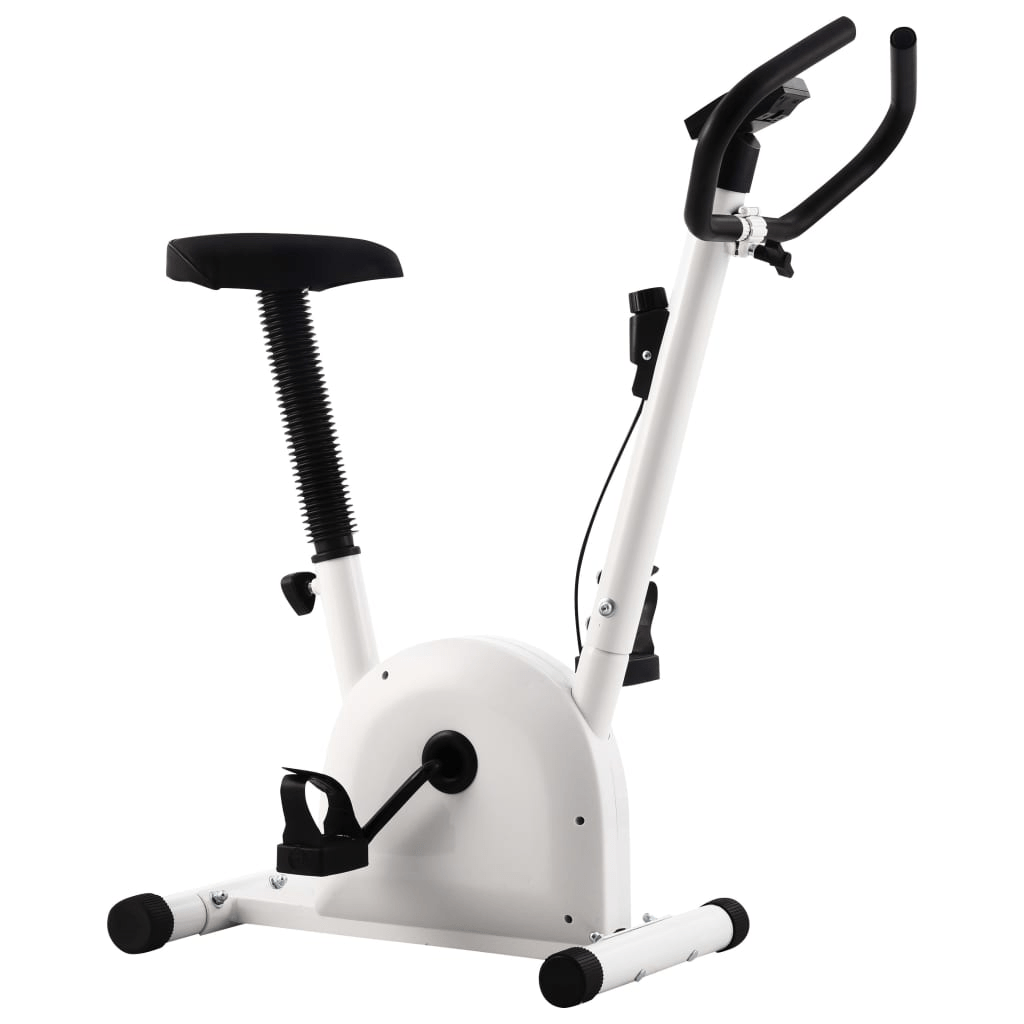 vidaXL White Exercise Bike with Belt Resistance - Improve Home Workout - Fitness Max