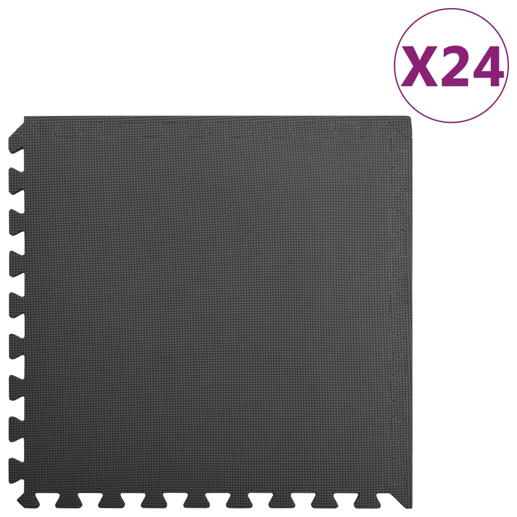 vidaXL EVA Foam Floor Mats 24-Pack High Density Black Puzzle Mats - Fitness Max
