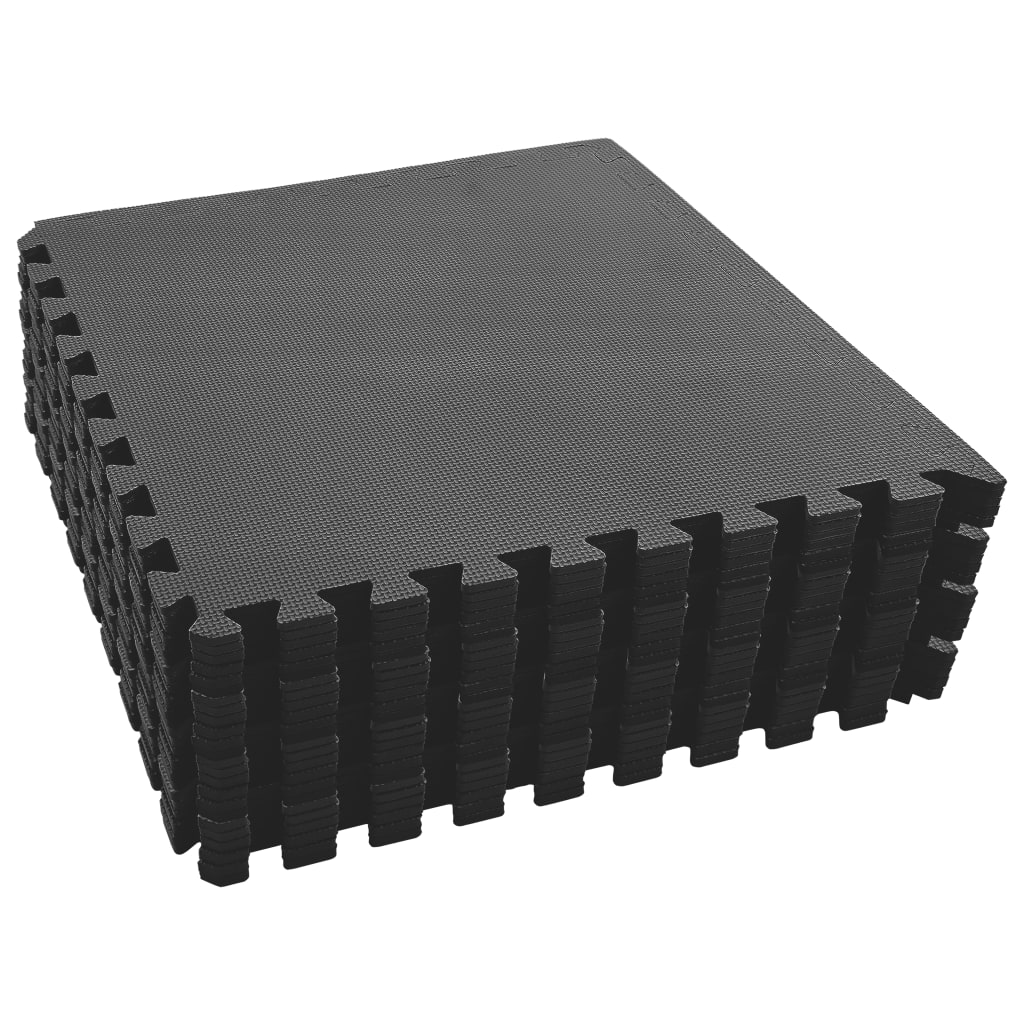 vidaXL EVA Foam Floor Mats 24-Pack High Density Black Puzzle Mats - Fitness Max