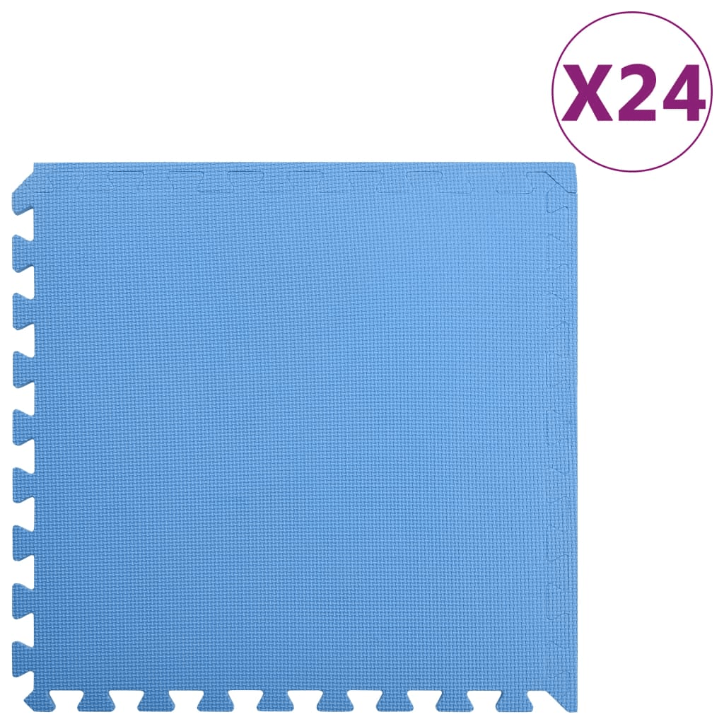 vidaXL EVA Foam Floor Mats 24 Piece Set, Blue, Gym, Play, Office - Fitness Max