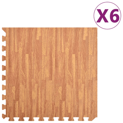 vidaXL Wood Grain EVA Foam Floor Mats 6 Piece Set UK - Fitness Max
