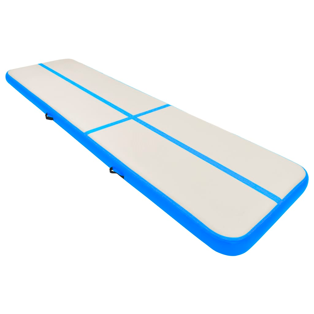 vidaXL Blue Inflatable Gymnastics Mat with Pump: Durable PVC Exercise Mat - Fitness Max
