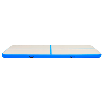 vidaXL Blue Inflatable Gymnastics Mat with Pump: Durable PVC Exercise Mat - Fitness Max