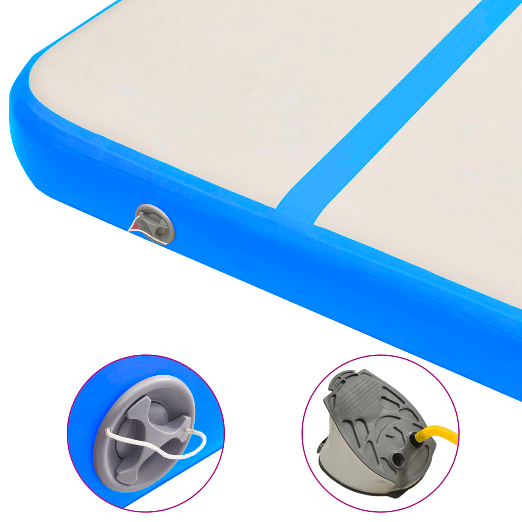 vidaXL Blue Inflatable Gymnastics Mat with Pump: Durable PVC Exercise Mat - Fitness Max