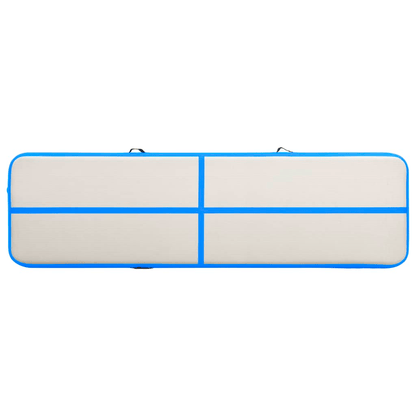 vidaXL Gymnastics Mat with Pump 8m x 1m x 20cm Blue Grey Durable Shock-Absorbing - Fitness Max