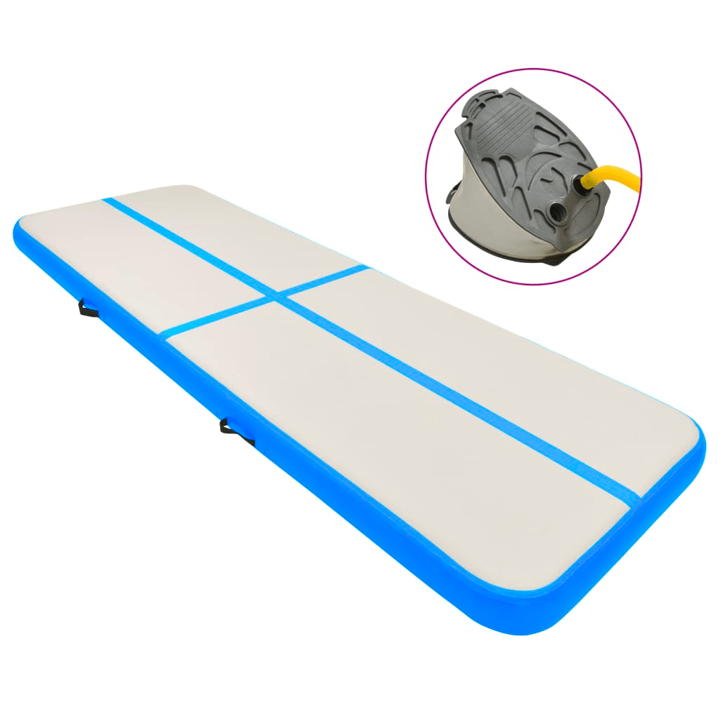 vidaXL Gymnastics Mat with Pump, High-Density PVC, 500x100x20 cm, Waterproof Blue - Fitness Max